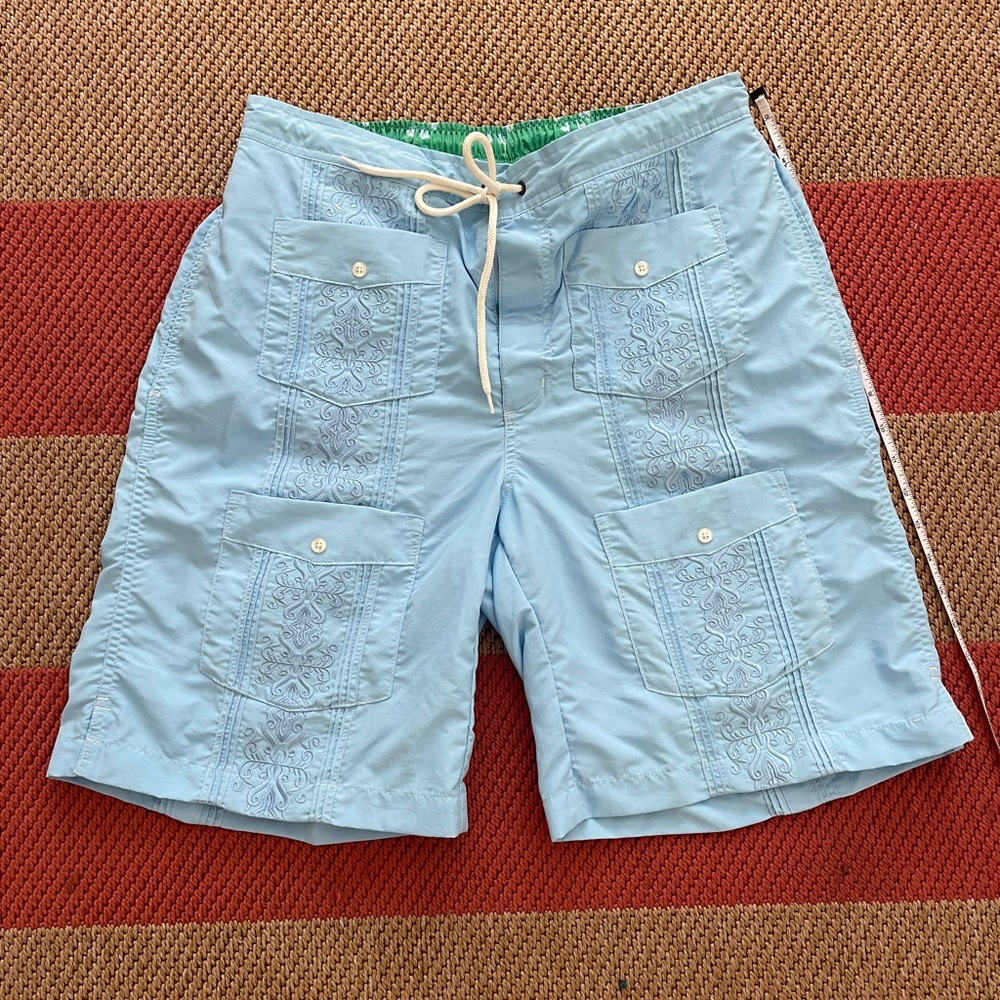 Guayabera Swim Shorts - Lands End Size M waist 32-36.